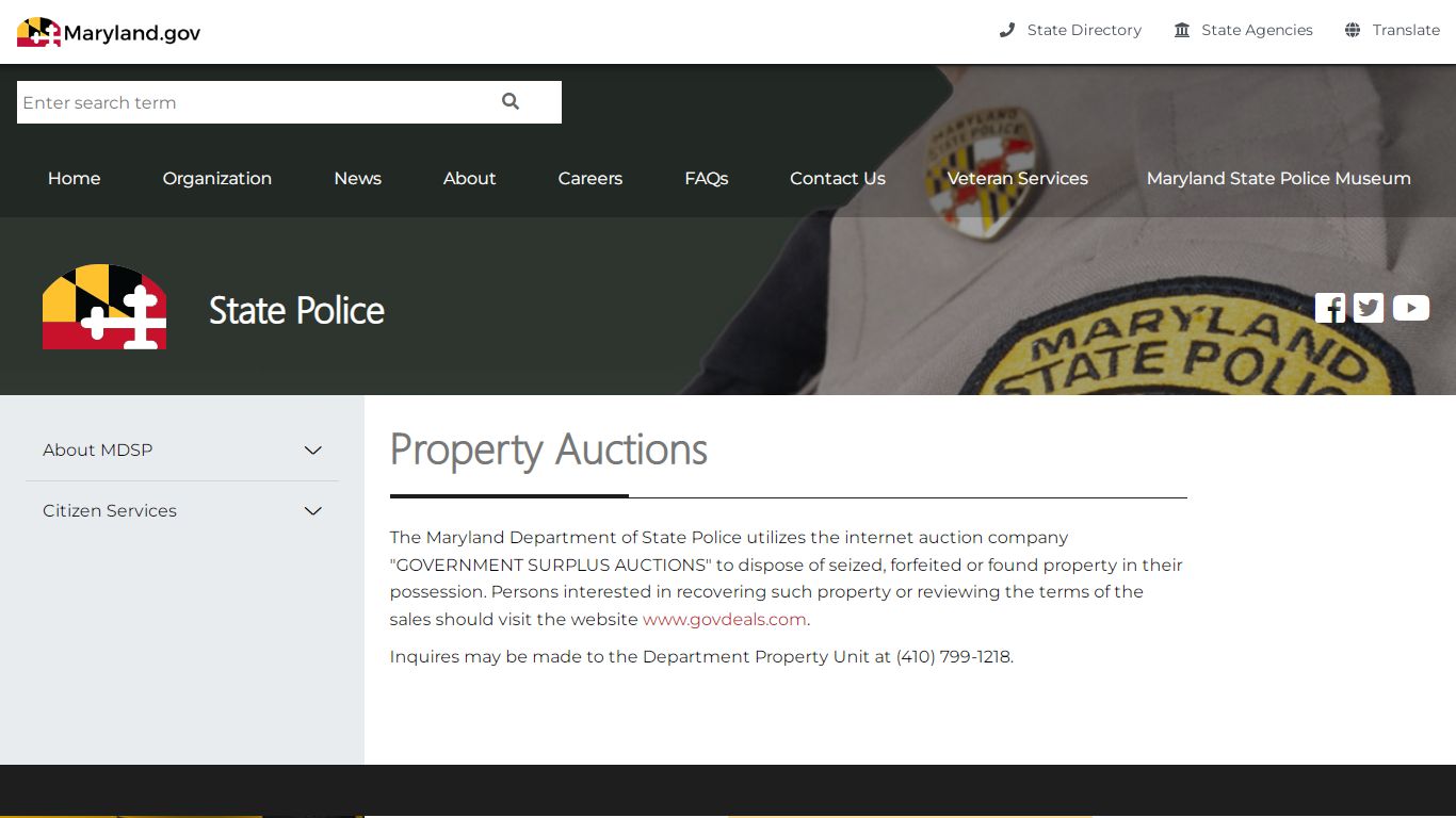 MSP Property Auctions - Maryland State Police