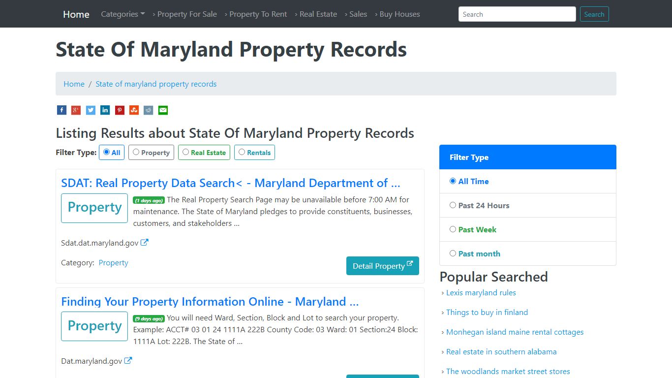 State Of Maryland Property Records